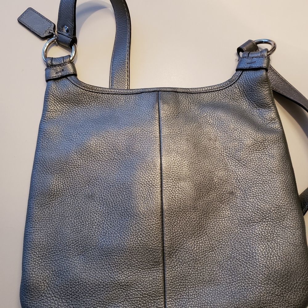 Coach Metallic Crossbody Silver Pewter Mid Size - Picture 5 of 16